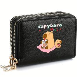Capybara dupla cipzáras pénztárca - fekete