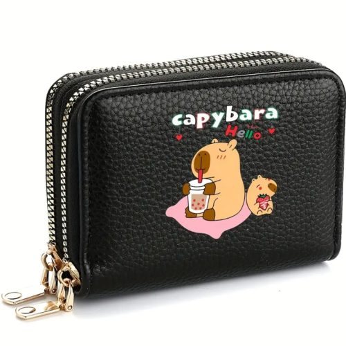 Capybara dupla cipzáras pénztárca - fekete