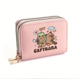 Capybara dupla cipzáras pénztárca - pasztell rózsaszín