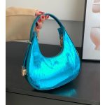 Blue Shine – Metálkék krokó mintás váll- és kézitáska
