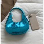 Blue Shine – Metálkék krokó mintás váll- és kézitáska