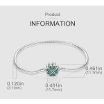 Szerencsehozó lóhere kapcsos charm karkötő –  kígyólánc karkötő zöld cirkóniákkal