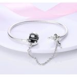 Szív záras kígyólánc charm karkötő kulccsal és biztonsági lánccal 