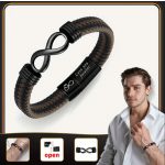 Infinity Love fonott férfi karkötő – „Love you forever” gravírozással