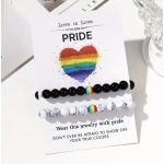 Love is Love – Pride páros ásványkarkötő szivárvány gyönggyel