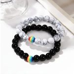 Love is Love – Pride páros ásványkarkötő szivárvány gyönggyel