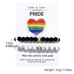Love is Love – Pride páros ásványkarkötő szivárvány gyönggyel