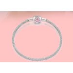 Szív-lótusz charm karkötő – rózsaszín cirkóniával