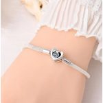 Szív-kapcsos fonott charm karkötő – cica és tappancs mintával