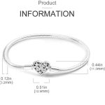 Szív-kapcsos kígyólánc charm karkötő cirkóniákkal