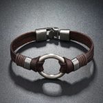 Acélkör – barna bőr karkötő férfiaknak