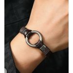 Acélkör – barna bőr karkötő férfiaknak