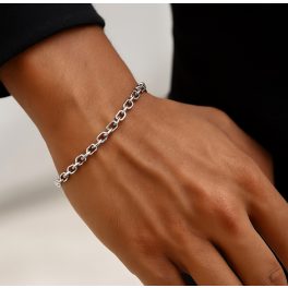   Vékony, nemesacél karikás láncszem karkötő – 3 mm széles, 21 cm