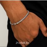 Elegáns halszálkamintás nemesacél karkötő – 21 cm