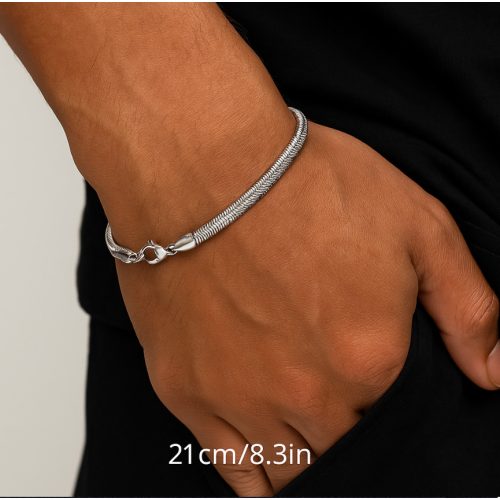 Elegáns halszálkamintás nemesacél karkötő – 21 cm