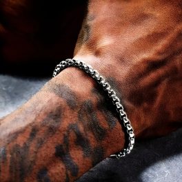 Box láncos nemesacél vékony férfi karkötő - 3 mm