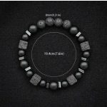 Férfi ásvány karkötő – Cube Stone & Onyx kövekkel, matt fekete