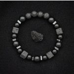 Férfi ásvány karkötő – Cube Stone & Onyx kövekkel, matt fekete