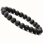 Fekete lávakő férfi karkötő – természetes ásvány gyöngy karkötő