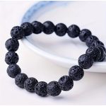 Fekete lávakő férfi karkötő – természetes ásvány gyöngy karkötő