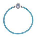 Fonott Türkiz Charm Karkötő Ezüst Zárral