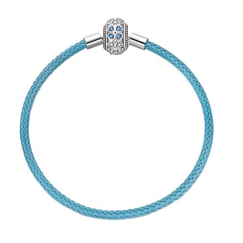 Fonott Türkiz Charm Karkötő Ezüst Zárral