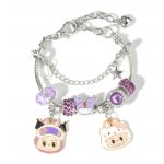 Labubu charm karkötő figurás medálokkal – lila árnyalatok