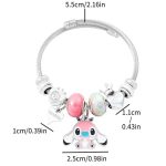 Stitch charm karkötő rózsaszín figurával és szíves charmokkal 