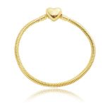 Arany tónusú kígyólánc charm karkötő szív zárral