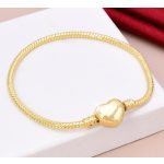 Arany tónusú kígyólánc charm karkötő szív zárral