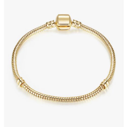 Arany tónusú charm karkötő – kígyólánc karkötő klasszikus klipzárral