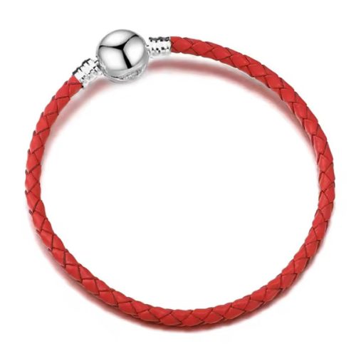 Bordó fonott charm karkötő alap ezüstözött kapoccsal