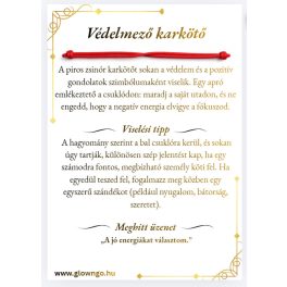   Piros védelmező karkötő üzenetkártyával - kabbala karkötő