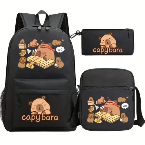 Capybara 3 részes iskolatáska szett – hátizsák, oldaltáska és tolltartó