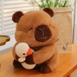 Kapibara plüss kacsa figurával – 23 cm, puha ölelhető játék
