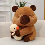 Kapibara plüss kacsa figurával – 23 cm, puha ölelhető játék