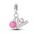 Ezüst függő charm pink kosárlabdával – I Love Basketball