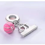 Ezüst függő charm pink kosárlabdával – I Love Basketball