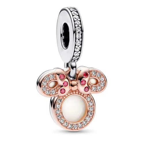 Ragyogó Minnie egér sziluett függő charm – rose gold csillogással