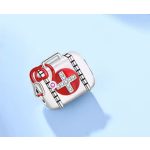Ezüst orvosi táska charm vörös kereszttel és sztetoszkóppal – Életmentő szív