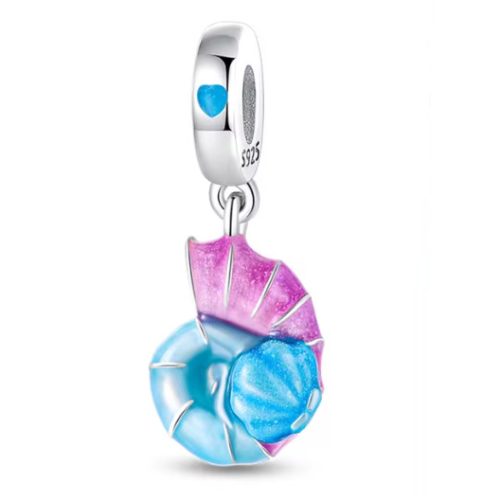 Tenger szíve - ezüst - színes függő charm, fluoreszkáló hatással