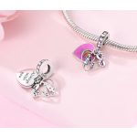 Ezüst függő szív charm anya és lánya motívummal – Always with you