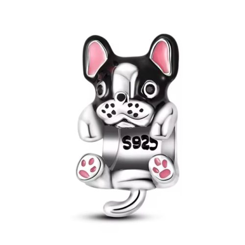 Ezüst francia bulldog charm Pandora kompatibilis karkötőhöz