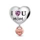 I love U Mom - ezüst szív charm szív formájú lakattal