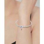 Ezüst szív charm szívlakattal – I Love U Mom felirattal