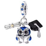 Ezüst diplomás bagoly charm 