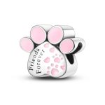 Ezüst tappancs charm „Friends Forever” felirattal, rózsaszín zománccal – Örök barátság nyoma