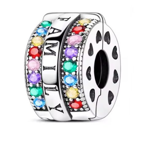 Szivárványos "Family" clip charm / stopper 