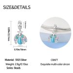 Ezüst charm világító szentjánosbogárral, mozgó szárnyakkal– fluoreszkáló