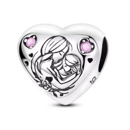   Anya és lánya - Ezüst Szív Charm Pandora kompatibilis karkötőhöz